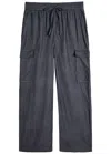 Eileen Fisher Drawstring Cotton Cargo Trousers In Blue
