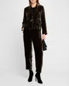 Eileen Fisher Drawstring Shimmer Velvet Jacket In Wren