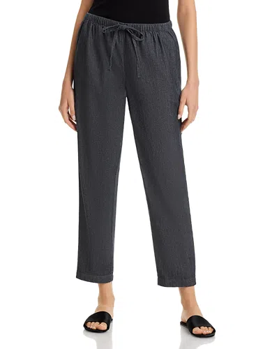 Eileen Fisher Drawstring Tapered Ankle Pants In Black