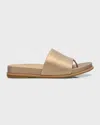 Eileen Fisher Duet Leather Thong Slide Sandals In Honey
