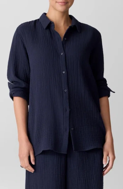 Eileen Fisher Easy Classic Organic Cotton Button-up Shirt