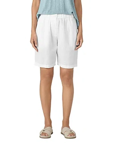 Eileen Fisher Easy Fit Linen Shorts In White