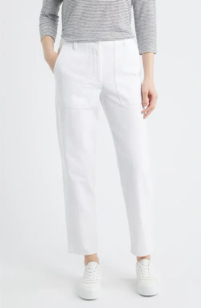 Eileen Fisher Easy Tapered Organic Cotton Pants In White
