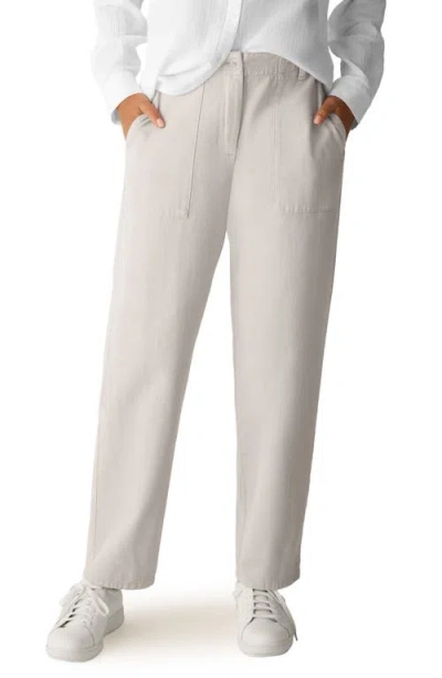 Eileen Fisher Easy Tapered Organic Cotton Pants In White