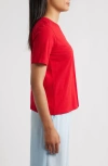 Eileen Fisher Easy V-neck Organic Cotton T-shirt In Red