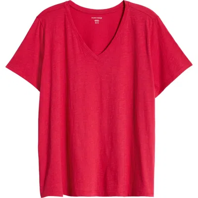 Eileen Fisher Easy V-neck Organic Cotton T-shirt In Azalea