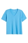 Eileen Fisher Easy V-neck Organic Cotton T-shirt In Azure
