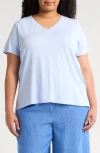 Eileen Fisher Easy V-neck Organic Cotton T-shirt In Bellflower