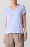 Eileen Fisher Easy V-neck Organic Cotton T-shirt In Bellflower
