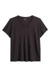 Eileen Fisher Easy V-neck Organic Cotton T-shirt In Black