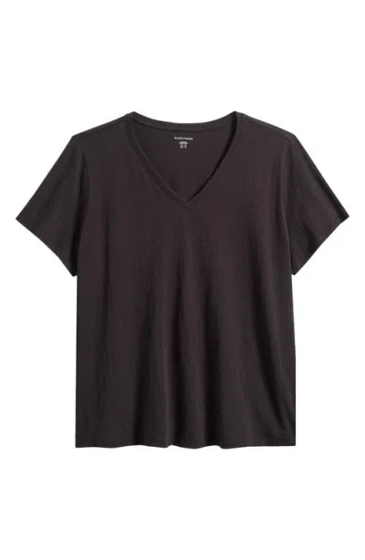 Eileen Fisher Easy V-neck Organic Cotton T-shirt In Black