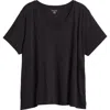 Eileen Fisher Easy V-neck Organic Cotton T-shirt In Black