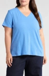 Eileen Fisher Easy V-neck Organic Cotton T-shirt In Ultramarine