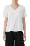 Eileen Fisher Organic Pima Cotton Jersey V-neck Tee In White