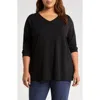 Eileen Fisher Easy V-neck Tunic In Black