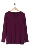 Eileen Fisher Easy V-neck Tunic In Blackberry
