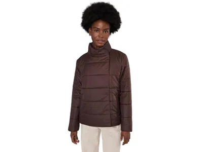 Eileen Fisher Eggshell Recycled Nylon High Collar Jacket Women's Coat Coffee: Lg In Brown