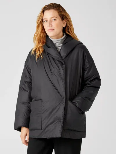 Eileen Fisher Eggshell Recycled Nylon Hooded Coat In Multi
