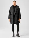 Eileen Fisher Eggshell Recycled Nylon Hooded Long Coat In Black