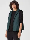 Eileen Fisher Eggshell Recycled Nylon Hooded Vest In Green