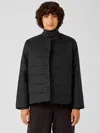 Eileen Fisher Eggshell Recycled Nylon Quilted Jacket In Black