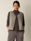 Eileen Fisher Eggshell Recycled Nylon Quilted V-neck Vest In Neutral