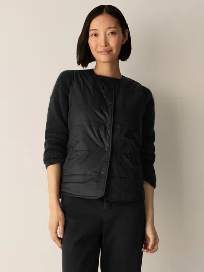 Eileen Fisher Eggshell Recycled Nylon Quilted Vest In Black