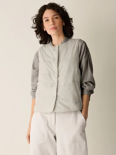 Eileen Fisher Eggshell Recycled Nylon Quilted Vest In Plaster