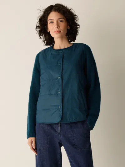 Eileen Fisher Eggshell Recycled Nylon Quilted Vest In Sailor Blue