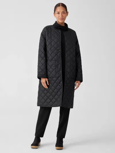 Eileen Fisher Eggshell Recycled Nylon Reversible Coat In Black