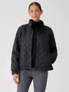 Eileen Fisher Eggshell Recycled Nylon Reversible Jacket In Black
