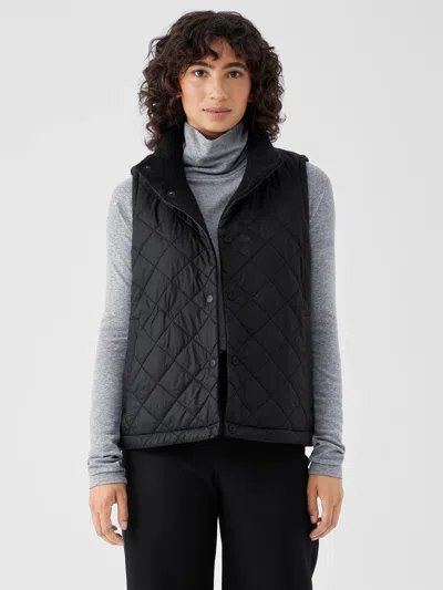 Eileen Fisher Eggshell Recycled Nylon Reversible Vest In Black