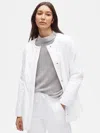 Eileen Fisher Eggshell Recycled Nylon Round Neck Coat In White