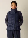 Eileen Fisher Eggshell Recycled Nylon Ruched Vest In Blue