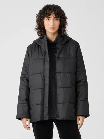 Eileen Fisher Eggshell Recycled Nylon Short Coat In Blue