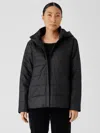 Eileen Fisher Eggshell Recycled Nylon Short Coat In Animal Print