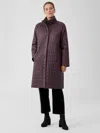 Eileen Fisher Eggshell Recycled Nylon Stand Collar Coat In Purple