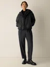 Eileen Fisher Eggshell Recycled Nylon Stand Collar Jacket In Black
