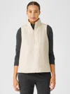 Eileen Fisher Eggshell Recycled Nylon Stand Collar Vest In Neutral