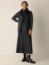 Eileen Fisher Eggshell Recycled Nylon Stand Collar Vest In Black