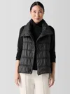 Eileen Fisher Eggshell Recycled Nylon Stand Collar Vest In Black