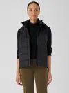 Eileen Fisher Eggshell Recycled Nylon Vest With Removable Hood In Multi