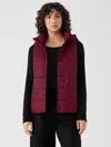 Eileen Fisher Eggshell Recycled Nylon Vest With Removable Hood In Brown