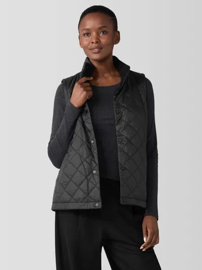 Eileen Fisher Eggshell Recycled Nylon Reversible Vest In Black