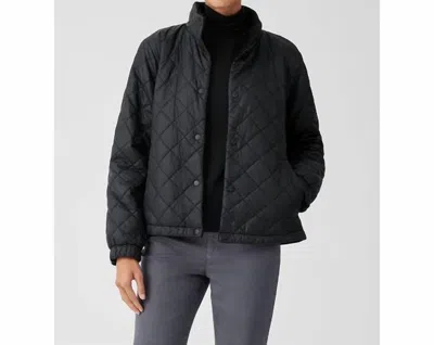 Eileen Fisher Reversible Quilted Shell And Wool-blend Jacket In Black
