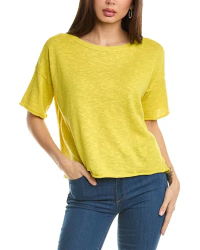 Eileen Fisher Elbow Sleeve Linen-blend Pullover In Yellow