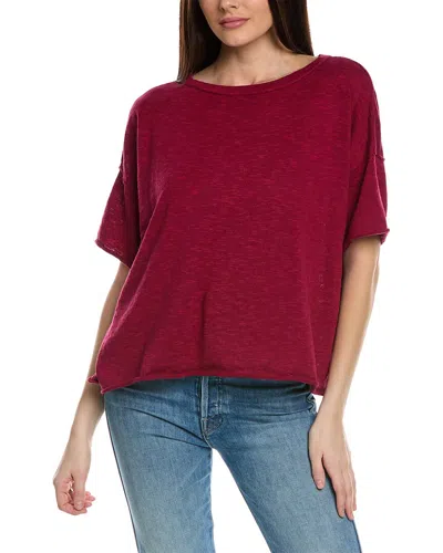 Eileen Fisher Elbow Sleeve Linen-blend Pullover In Roseberry