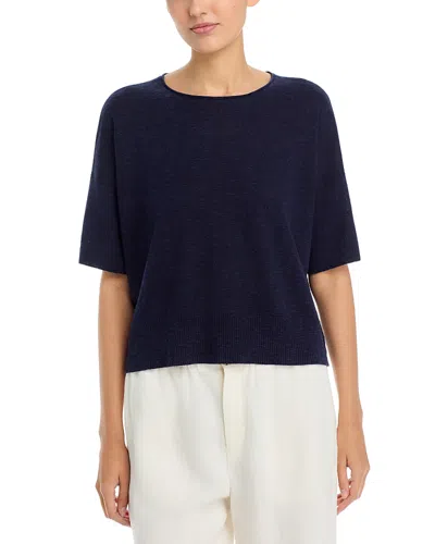 Eileen Fisher Crewneck Elbow Sleeve Sweater In Blue