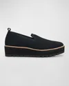 Eileen Fisher Ergos Stretch Canvas Wedge Loafers In Black