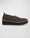 Eileen Fisher Ergos Stretch Canvas Wedge Loafers In Chocolate